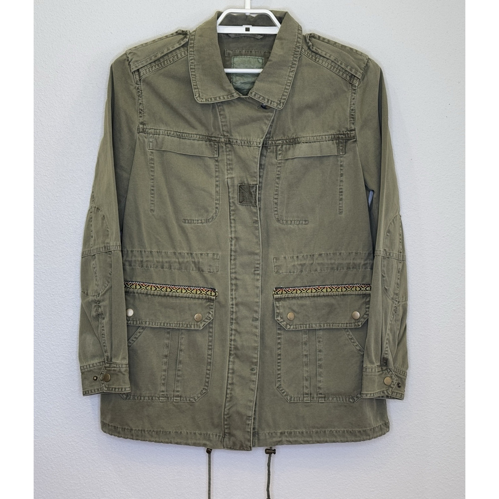 Paparazzi Military Jacket Women's Size Large Green Button Up 100% Cotton Pockets